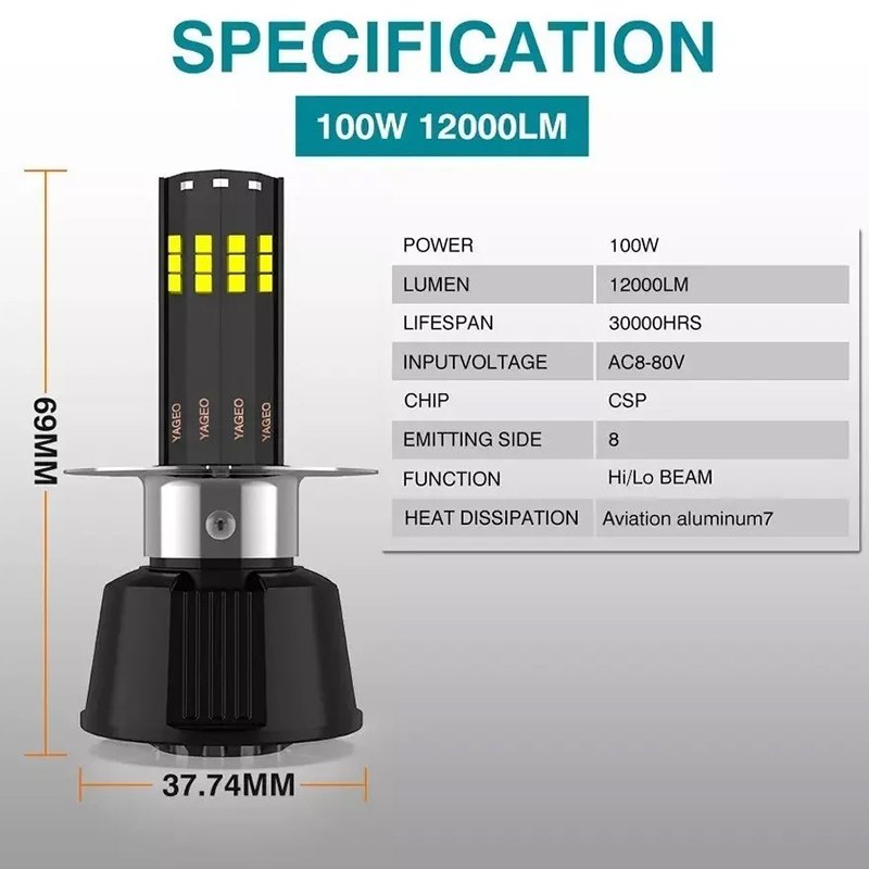 Luz Led 12000 Lumens Alta Intensidad 8 Caras