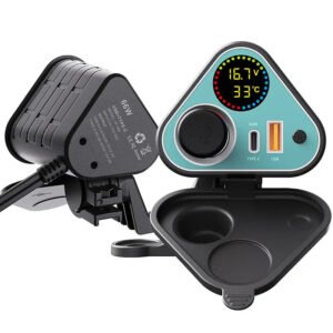 Cargador USB Carga Rapida 66 W Tipo C Voltimetro Cigarrera