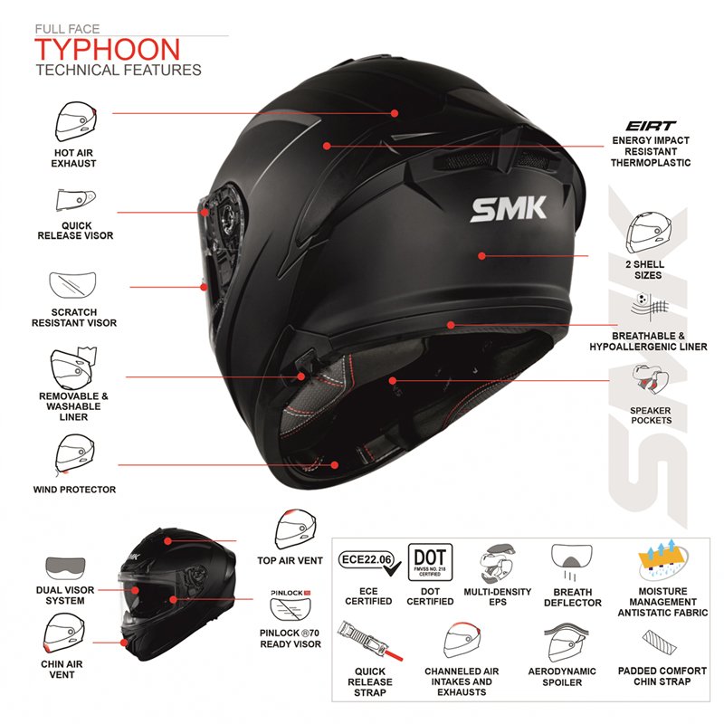 Casco Smk Typhoon RD1 Red
